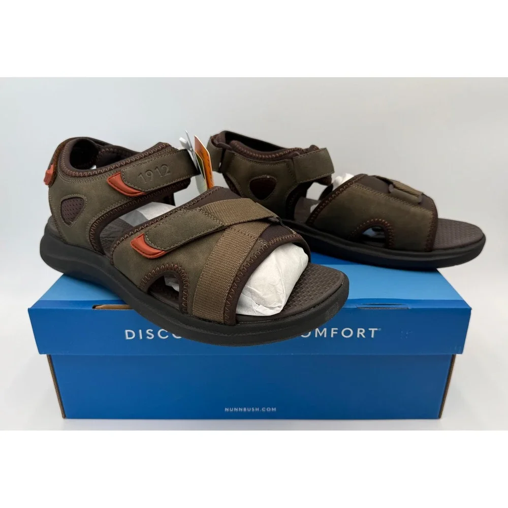 Nunn Bush Rio Vista RSlide Mens 12 W Olive Green Wide Fit Comfort Sandals 85011